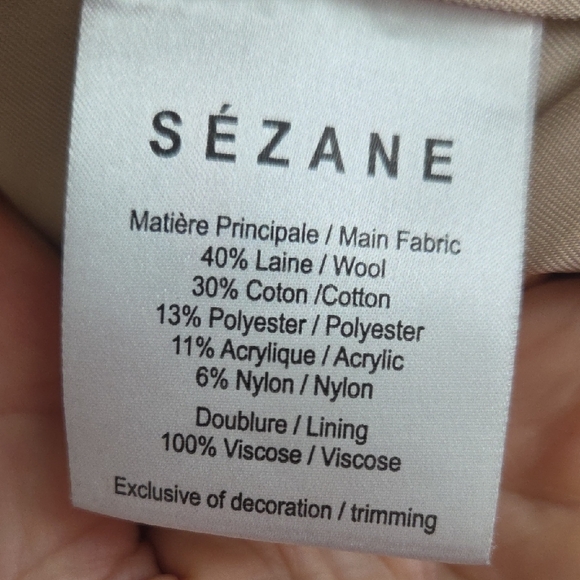 SÉZANE Pink Wool Blend Shawl Collar Coat Soft Rose Melange Size 38 M - Picture 12 of 15